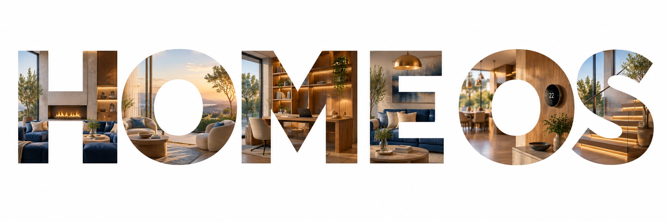 HOME OS letterforms filled with smart home photographs