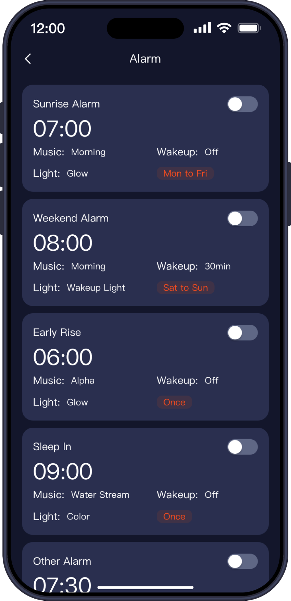 365 Life App 中的闹钟设置