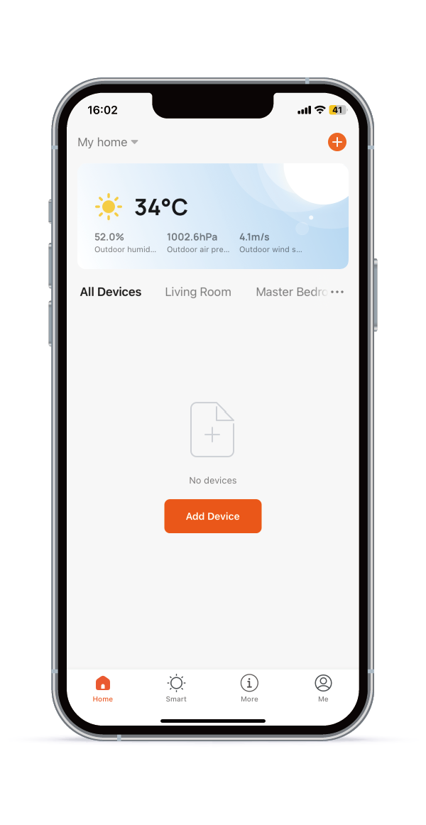 365 Life home screen on iPhone, showing rooms and Add Device