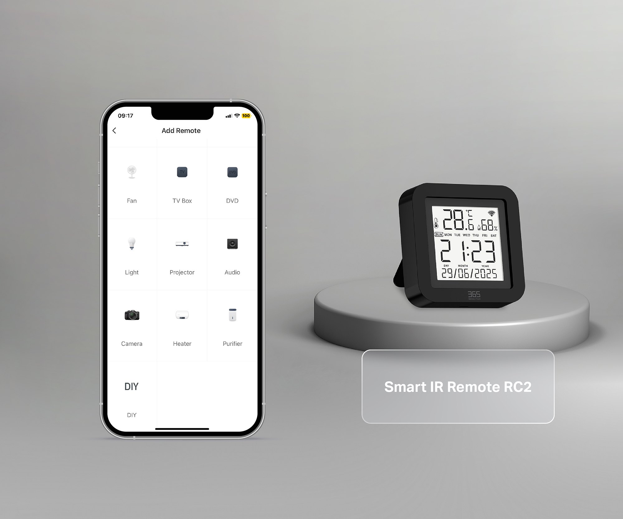 Smart IR Remote RC2 with its corresponding 365 Life iPhone interface