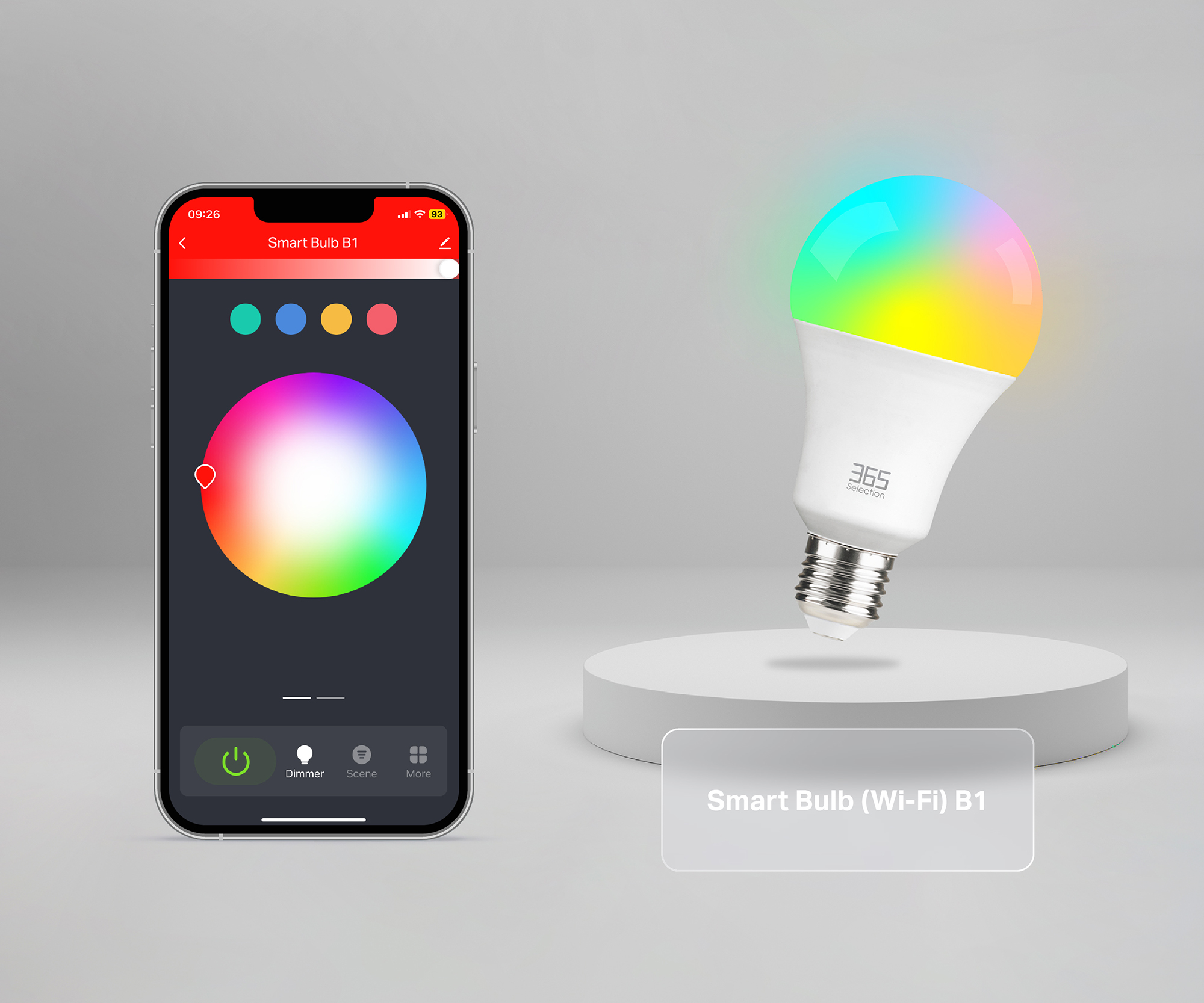 Smart Bulb (Wi-Fi) B1 with its corresponding 365 Life iPhone interface