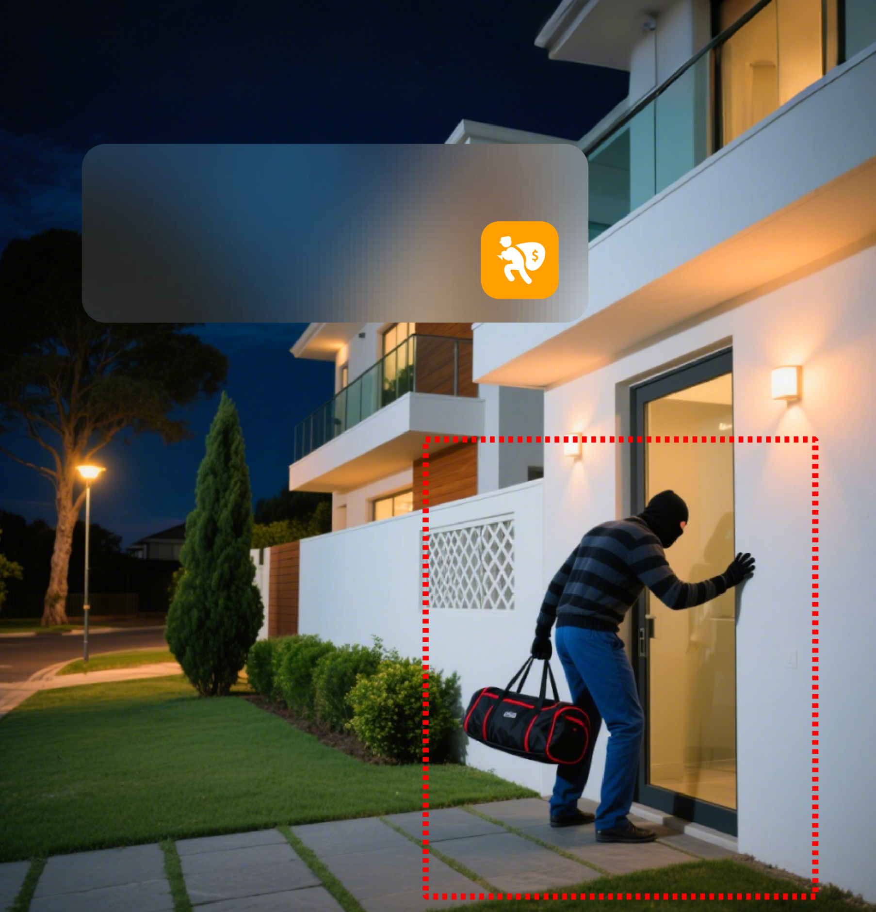 Door monitoring alert with a person detected at the entrance