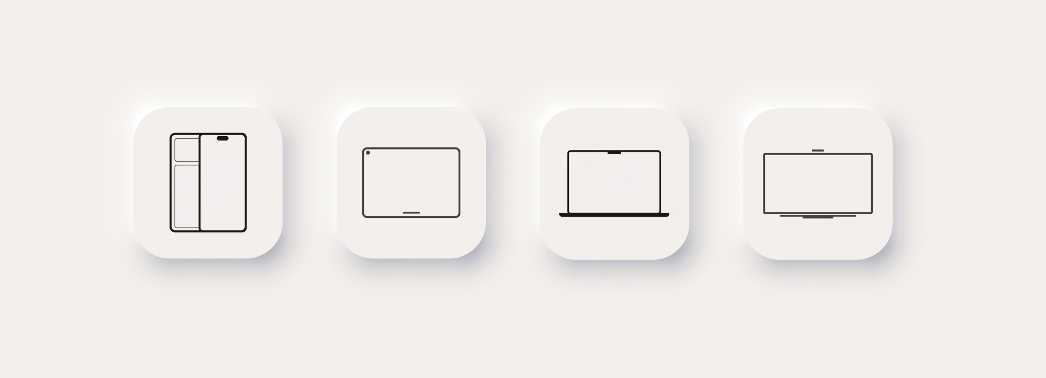 Phone, tablet, laptop and television icons