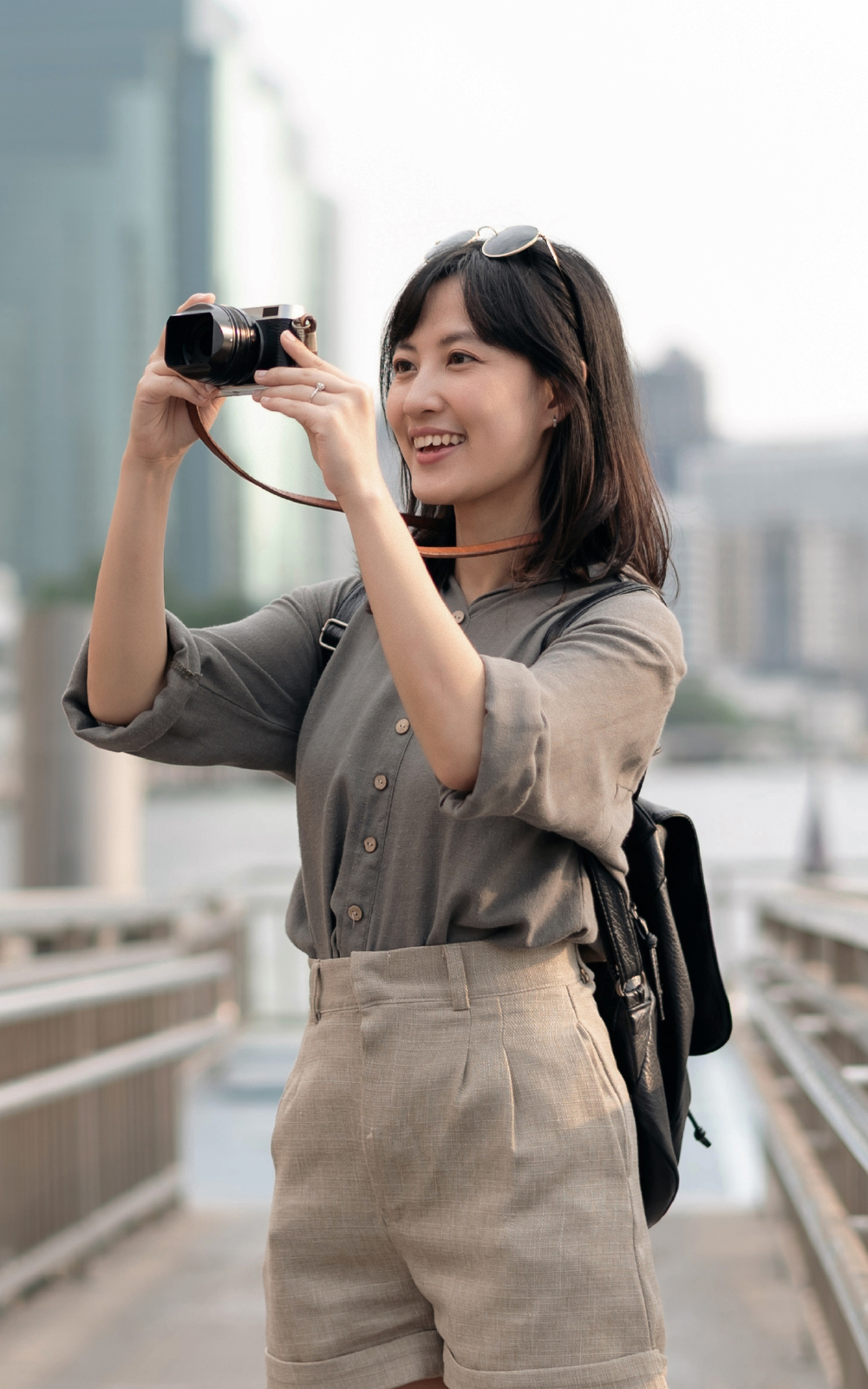 Travel: a woman taking photographs