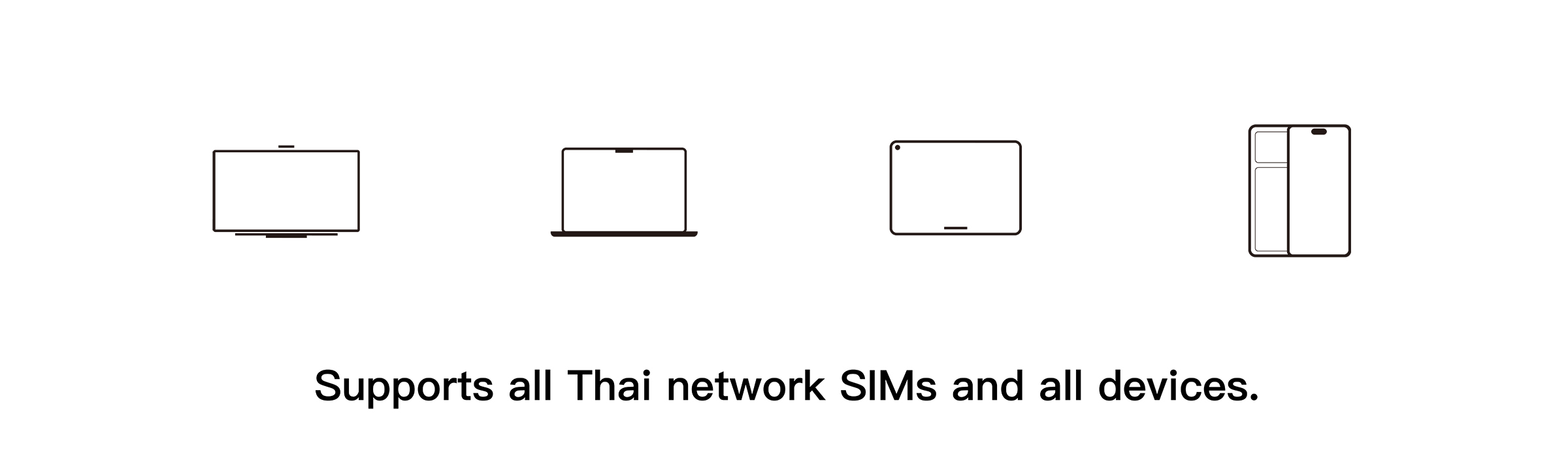 Illustrations of a television, laptop, tablet and smartphone as compatible device types