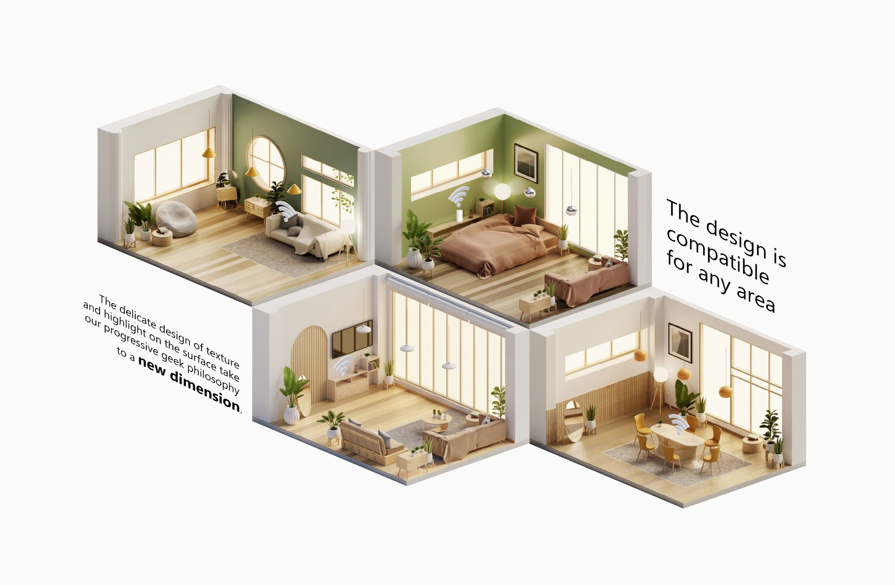 Illustration of connected rooms in a home