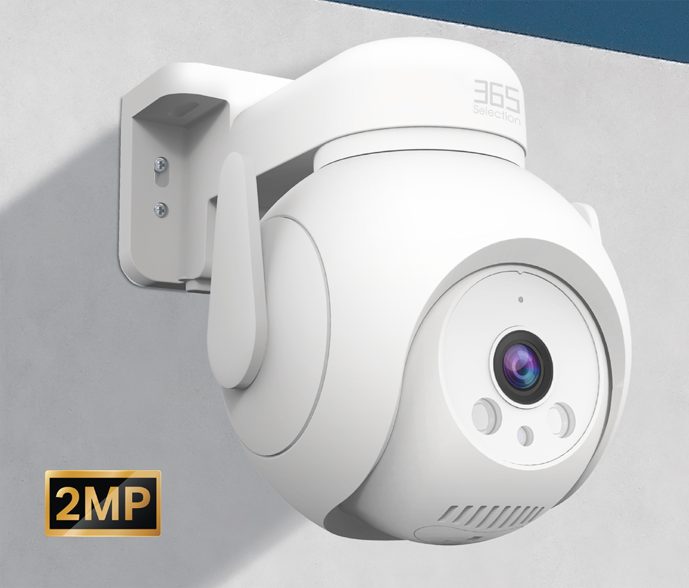 Outdoor WiFi Camera OC5 with its wall mount and 2MP camera