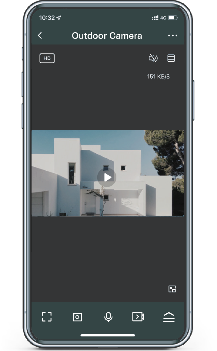 365 Life App showing the outdoor camera live view