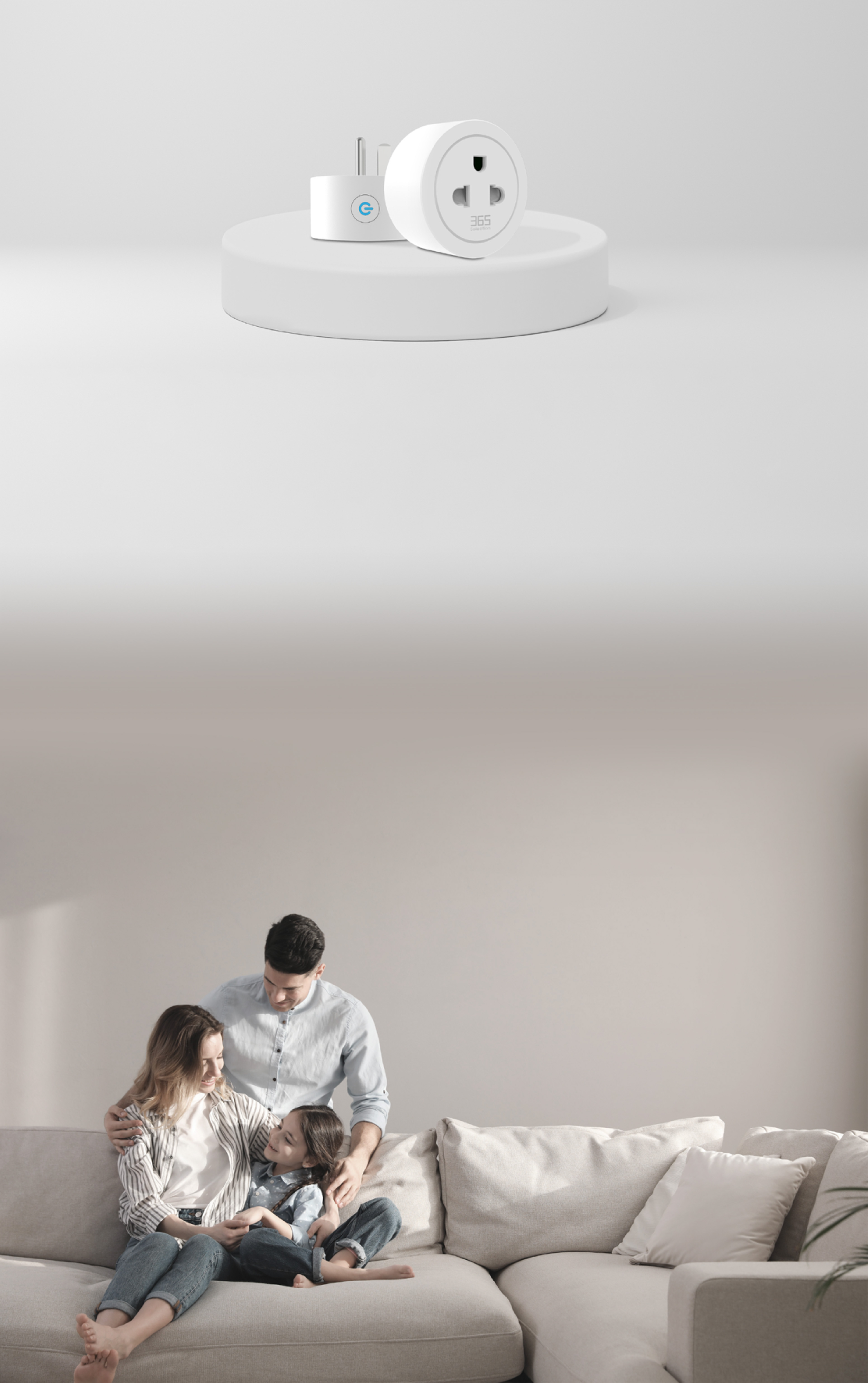 มุมมองด้านหน้าและด้านข้างของ Smart Plug P2