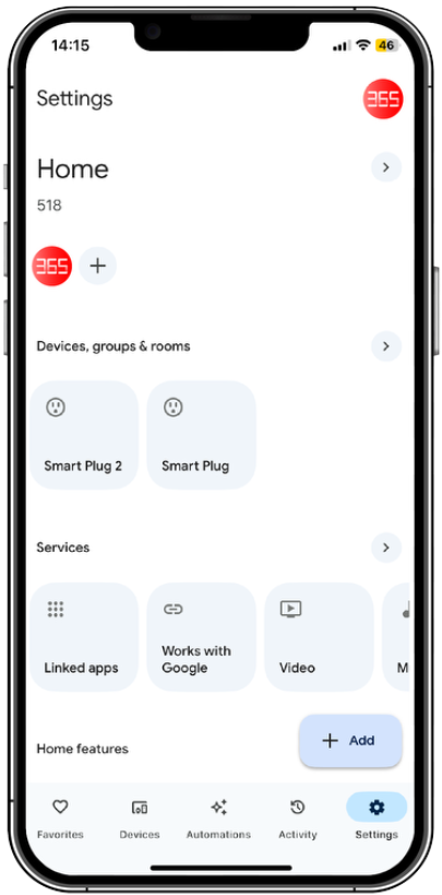 ภาพหน้าจอการตั้งค่า Google Home: Works with Google