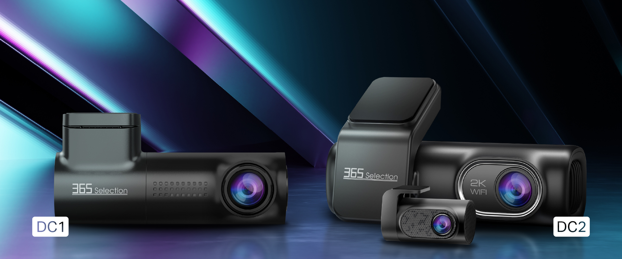 365 Selection DC1 and DC2 dash cameras with the rear camera