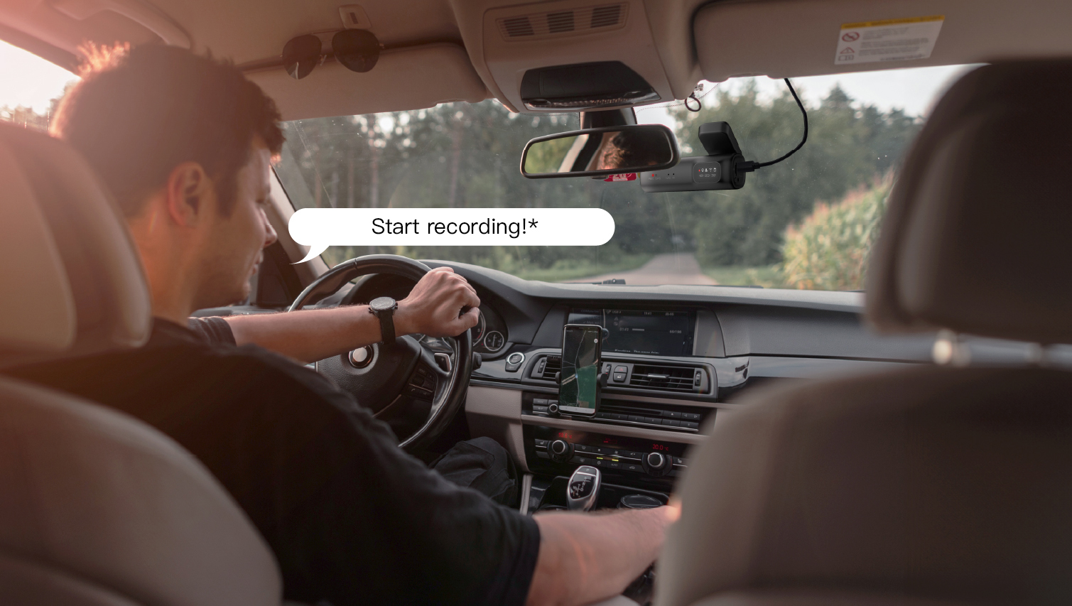 Driver and dash camera installed near the rear view mirror