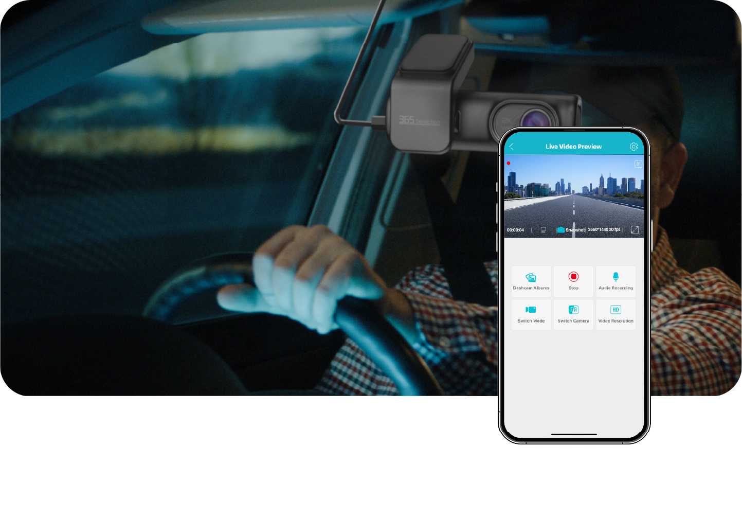 Original live video preview interface in the dash camera app