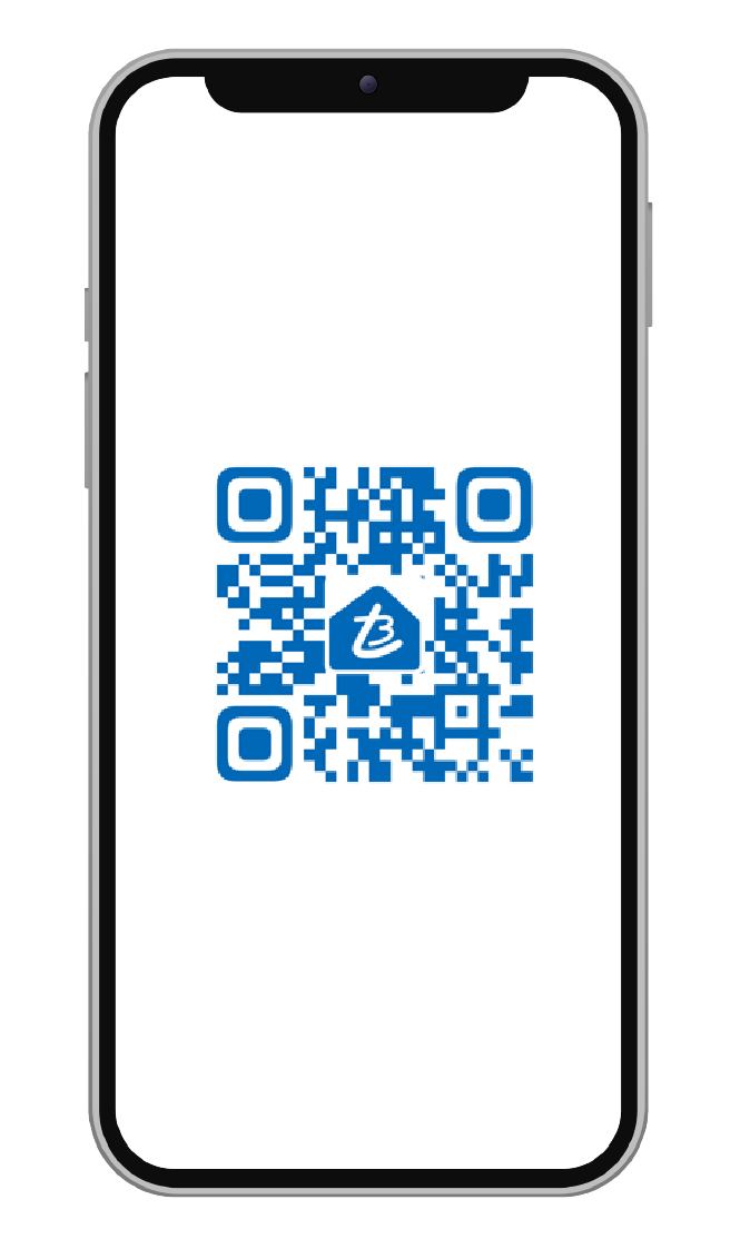 Original app installation QR code shown on a phone