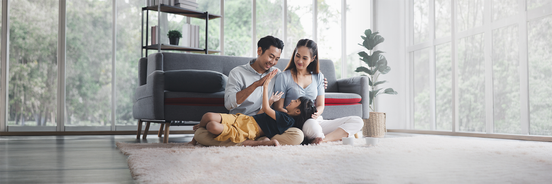 Family relaxing together in a living room
