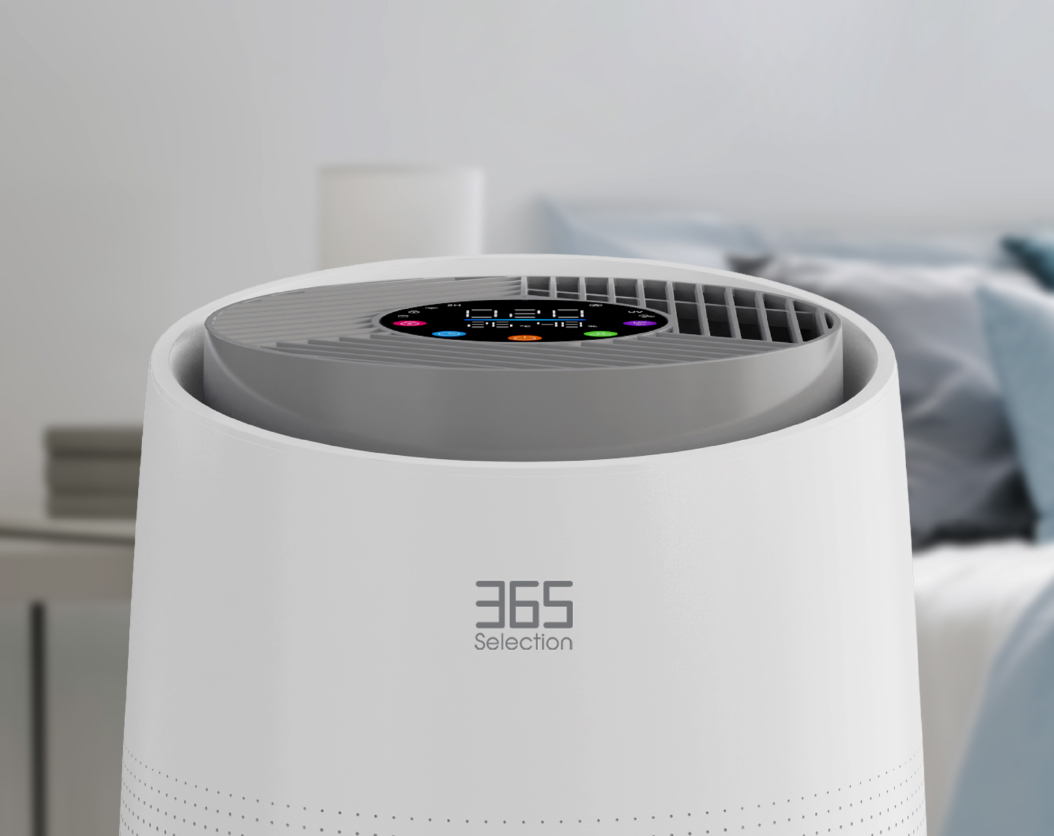Close-up of purifier air outlet and display