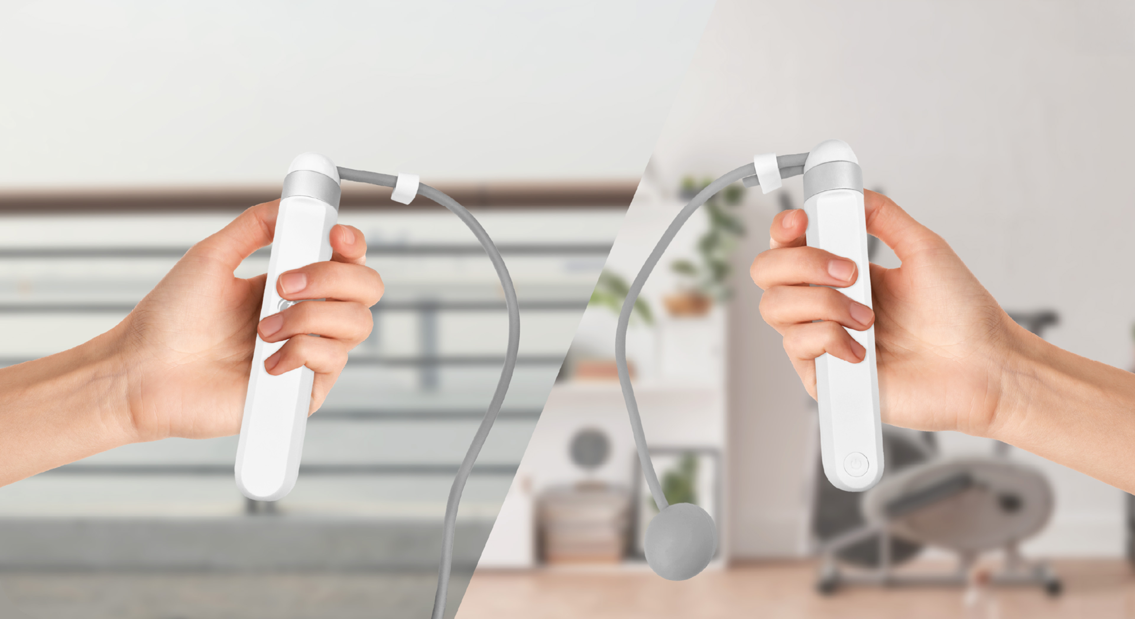 Smart Jump Rope JR2 shown in cable and cordless ball modes