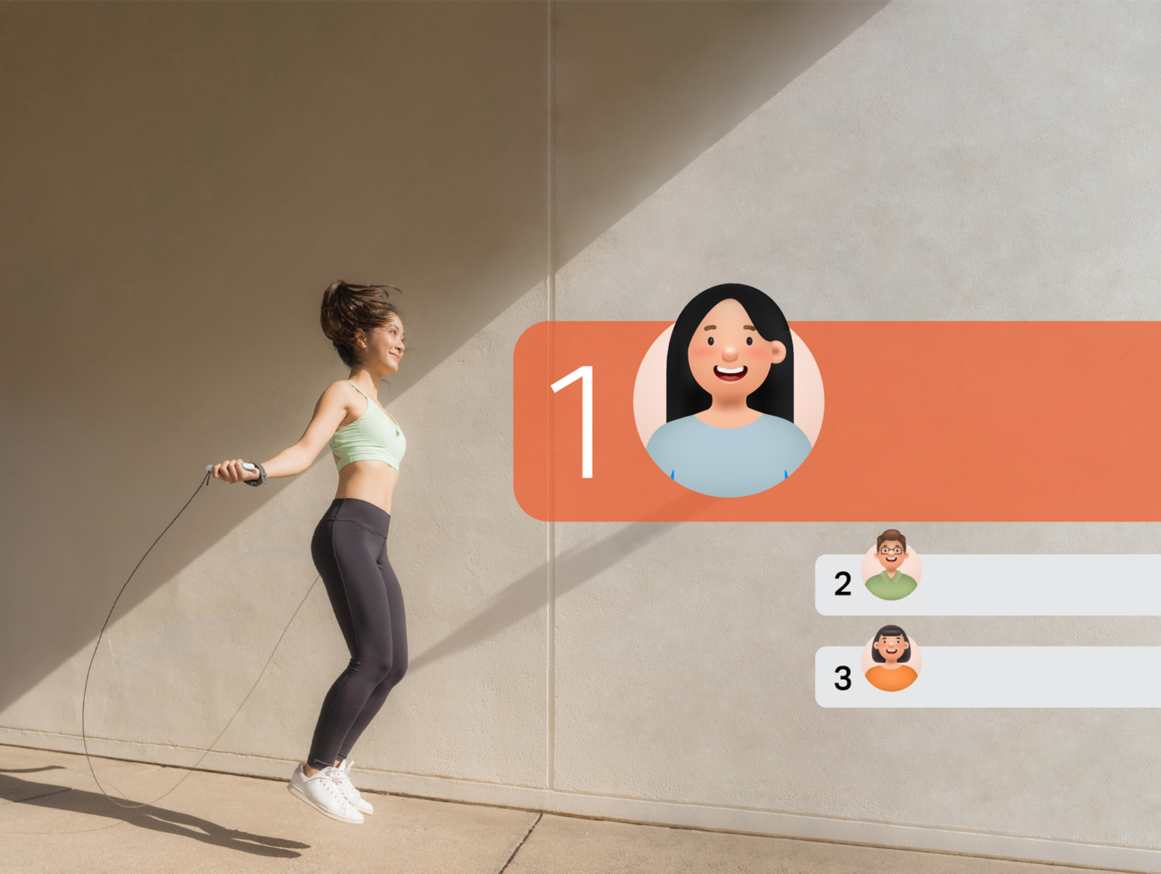 Jump rope workout with a friends leaderboard