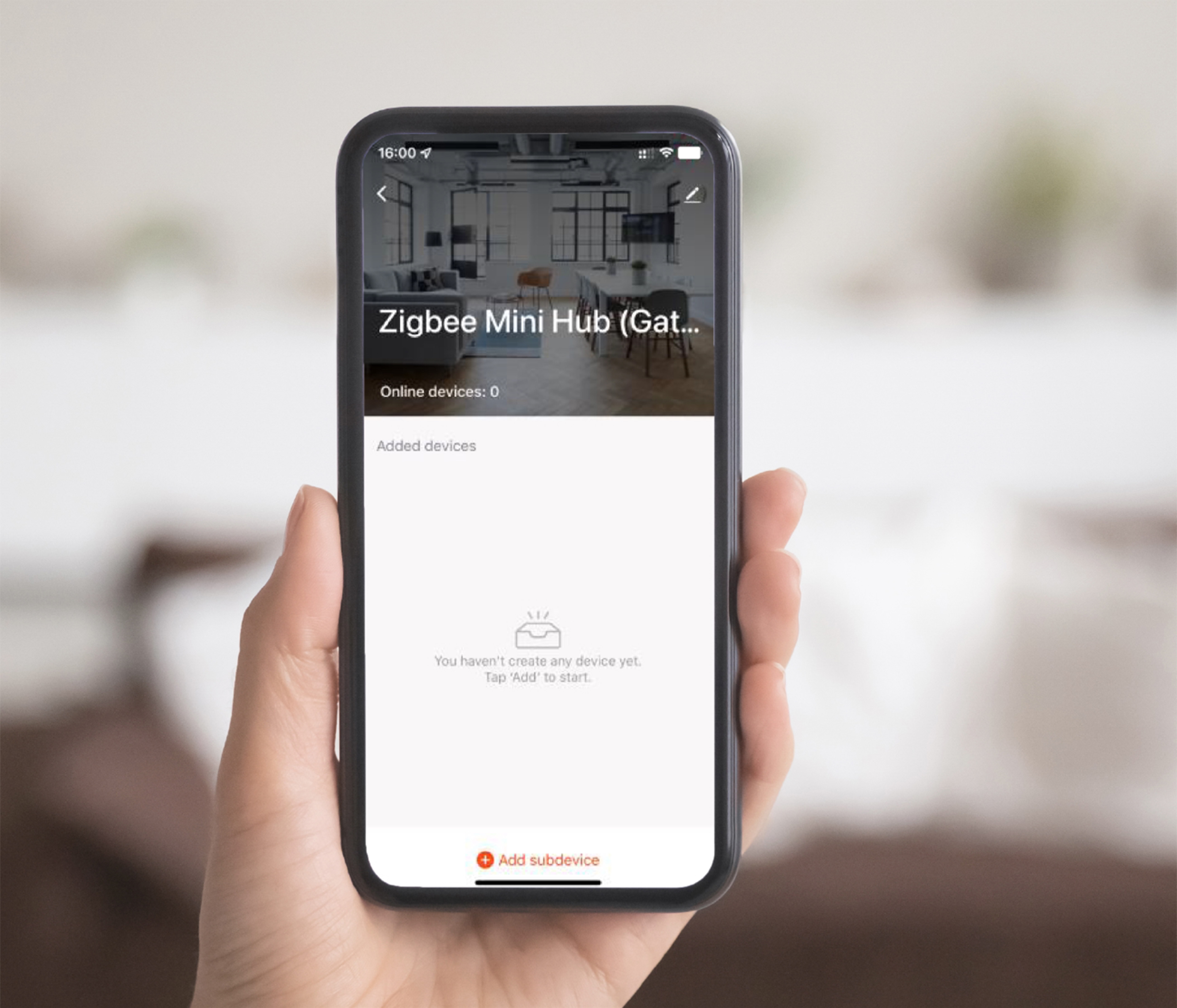 โทรศัพท์แสดงหน้าเกตเวย์ Zigbee ในแอป