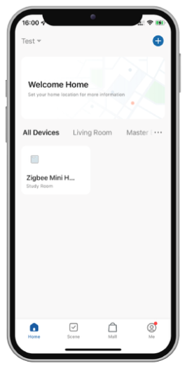 หน้าหลักของแอปพร้อมเกตเวย์ Zigbee ที่เชื่อมต่อแล้ว