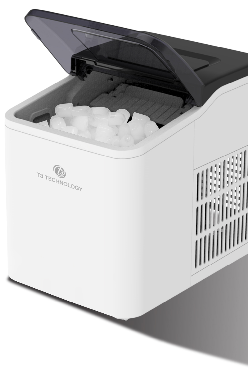Open IM1 ice maker with a basket full of ice